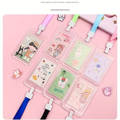 Transparent Card Holder With Lanyard Student ID Business Card Holder