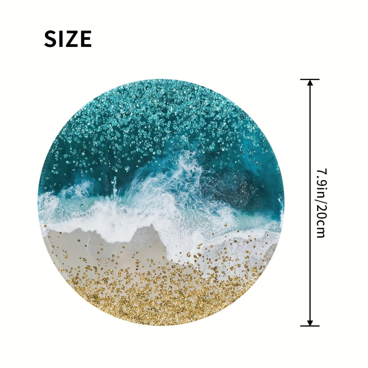 Glitter Beach Breeze Pattern Round Mouse Pad Non Slip Rubber Base Mousepad