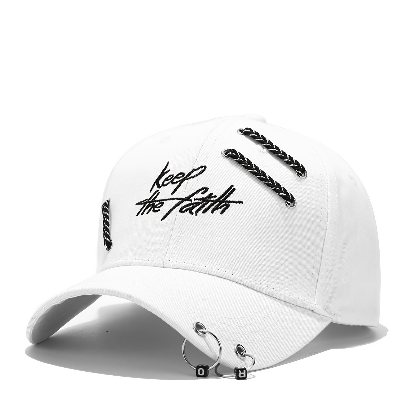 Stylish Baseball Cap with Iron Ring Decoration for Students and Young Adults
