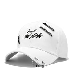 Stylish Baseball Cap with Iron Ring Decoration for Students and Young Adults