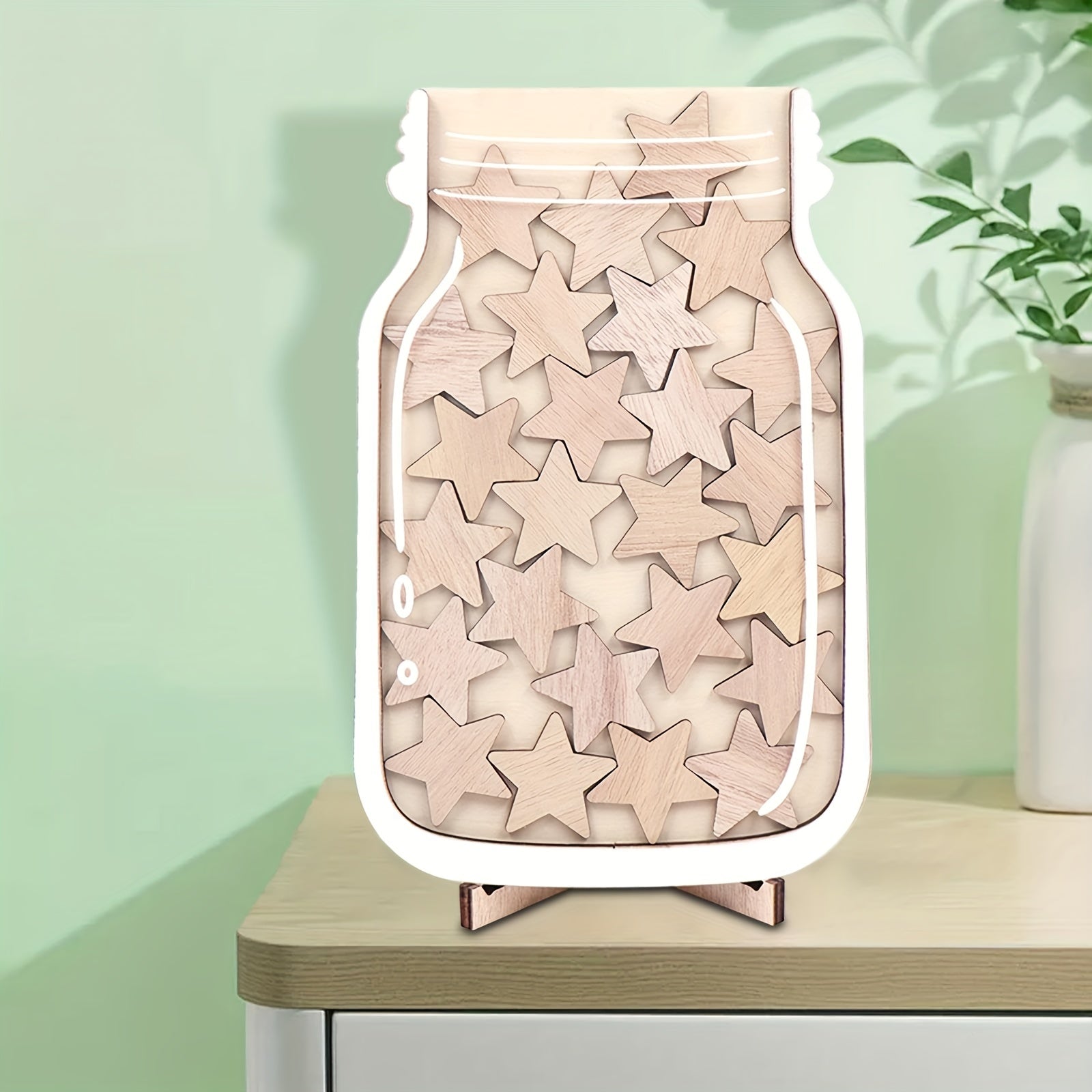 Wooden Reward Jar with Stars Incentive Reward Jar
