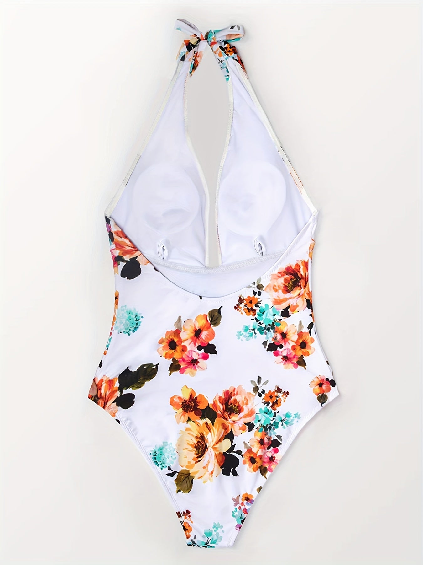 Swimsuit Women's Plus Floral Print Halter One Piece Bathing Suit