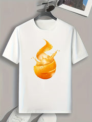 Men's Orange Pattern Print Slim Fit T-shirt