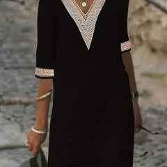 Guipure Lace V Neck Dress Short Sleeve for Spring & Summer