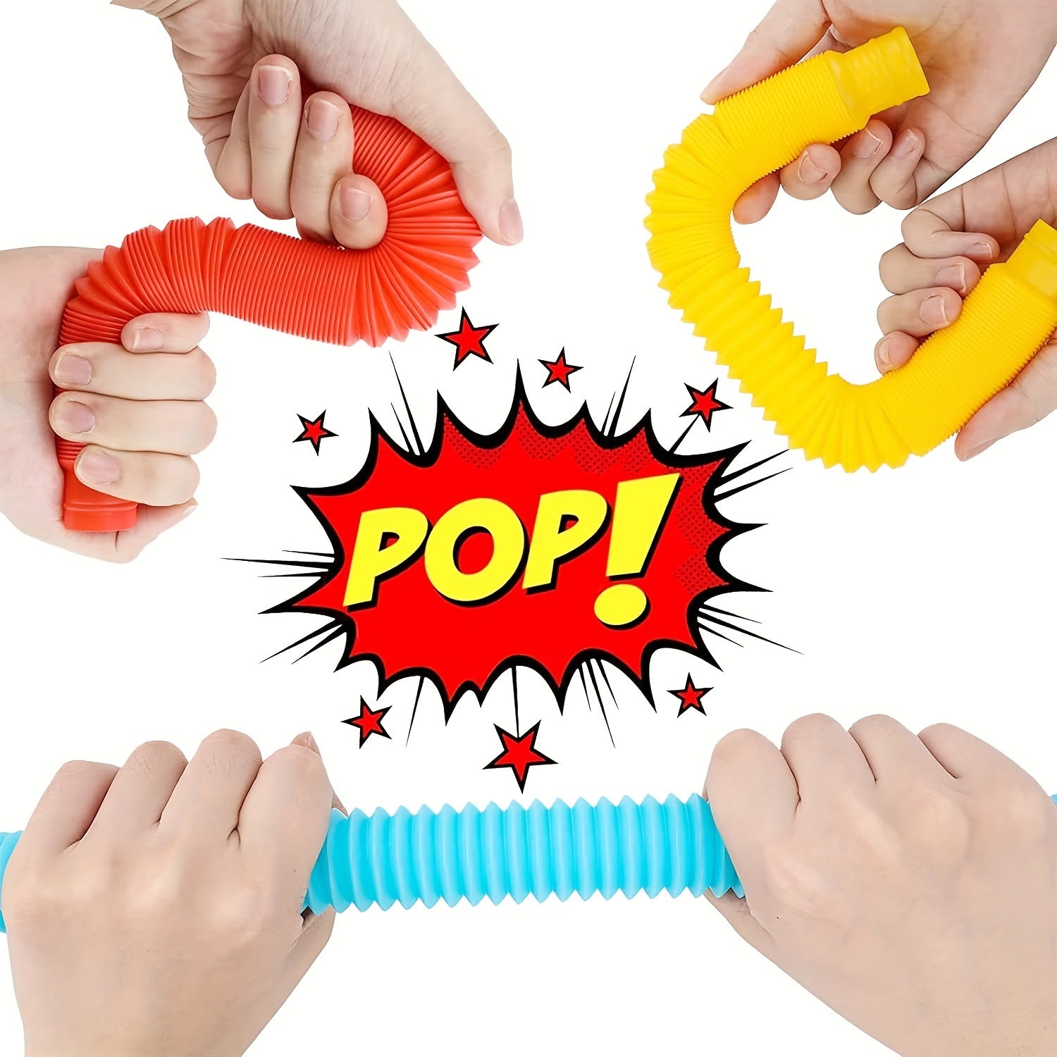 12pcs Colorful Elastic Pop Tubes Sensory Stretch & Squawk Toys for Relax