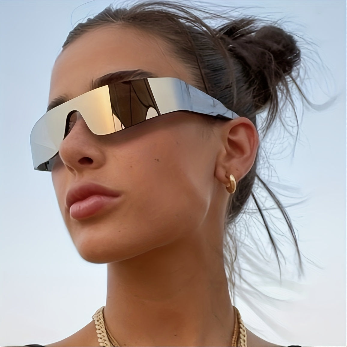 Y2K Rimless Sunglasses Flat Top Cyberpunk Eyewear