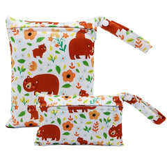 2pcs Bear Print Wet Bags for Organization