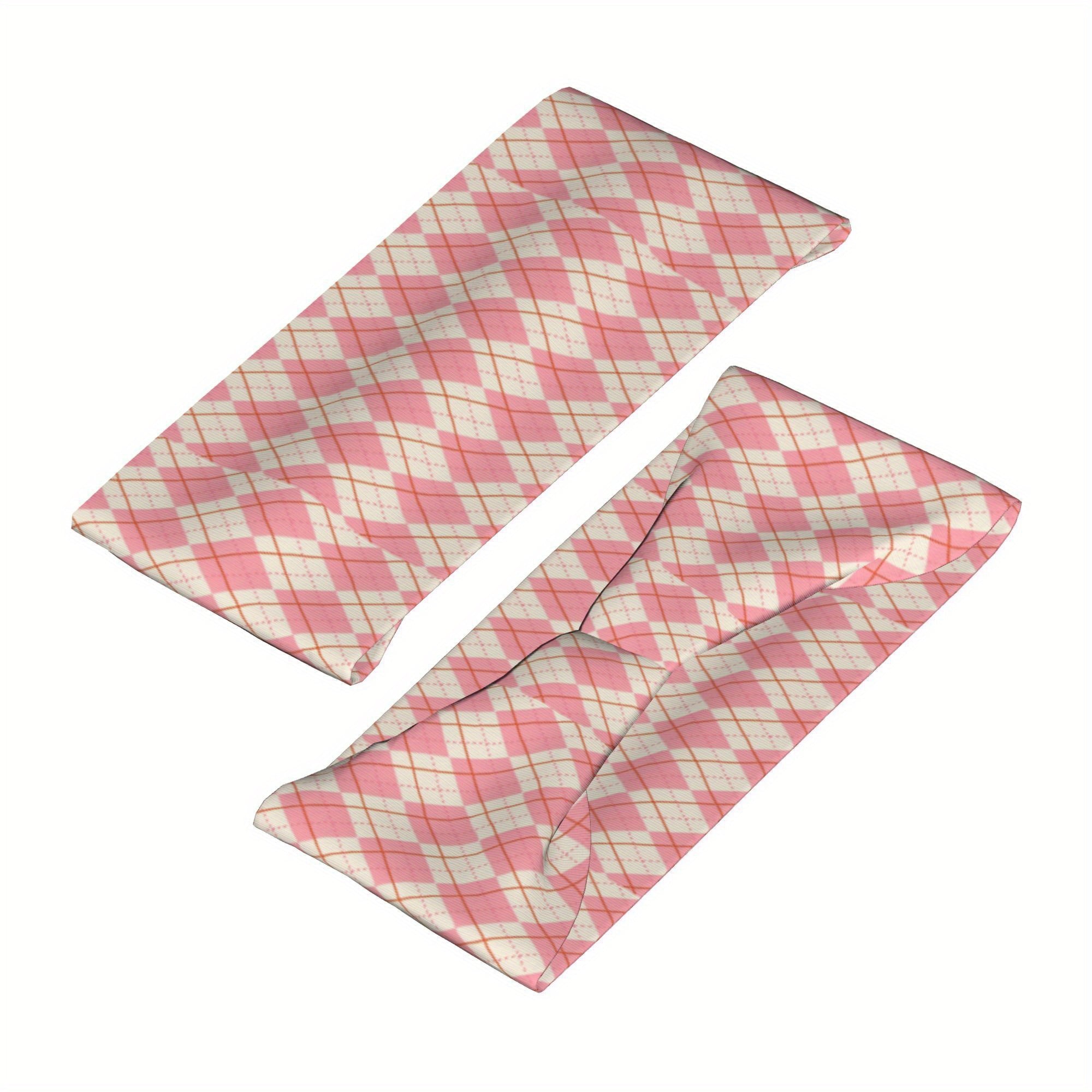 Men's Vintage Plaid Headband Soft Pink & Grid Pattern Breathable Comfort Fit