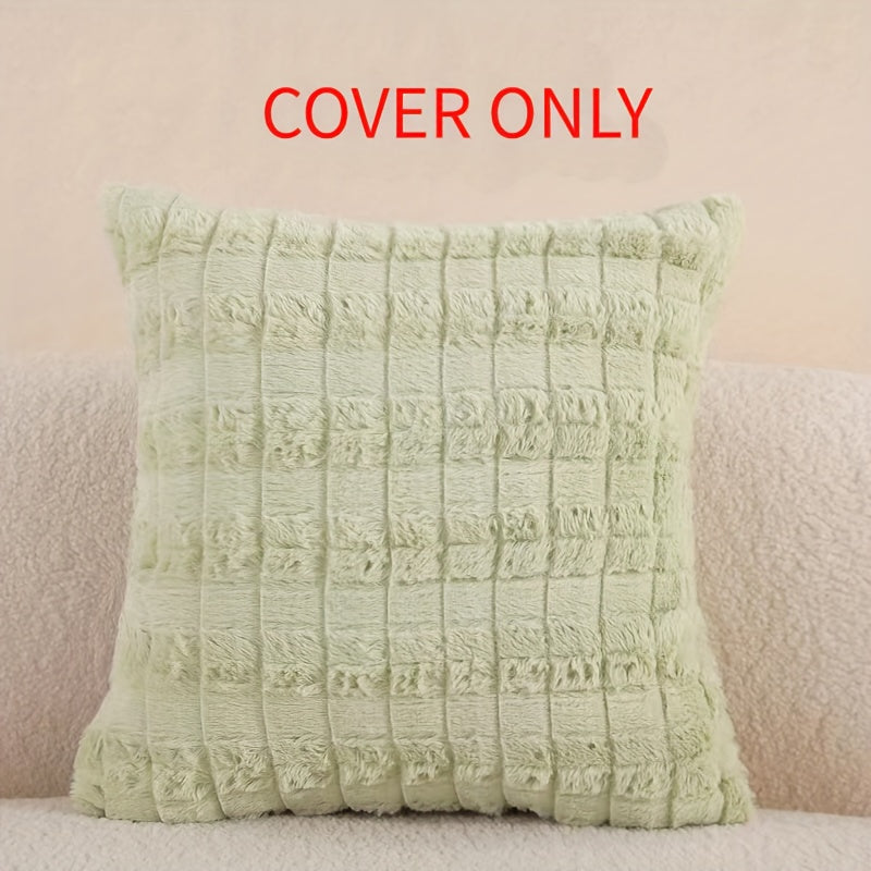 Velvet Soft Solid Decorative Square Throw Pillow Covers Set Ivory 18x18 Inch