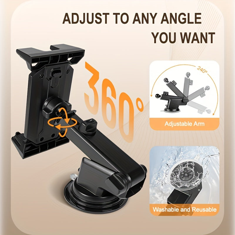 3 in 1 Car Tablet & Phone Mount Holder - Powerful Suction & Stable Clip