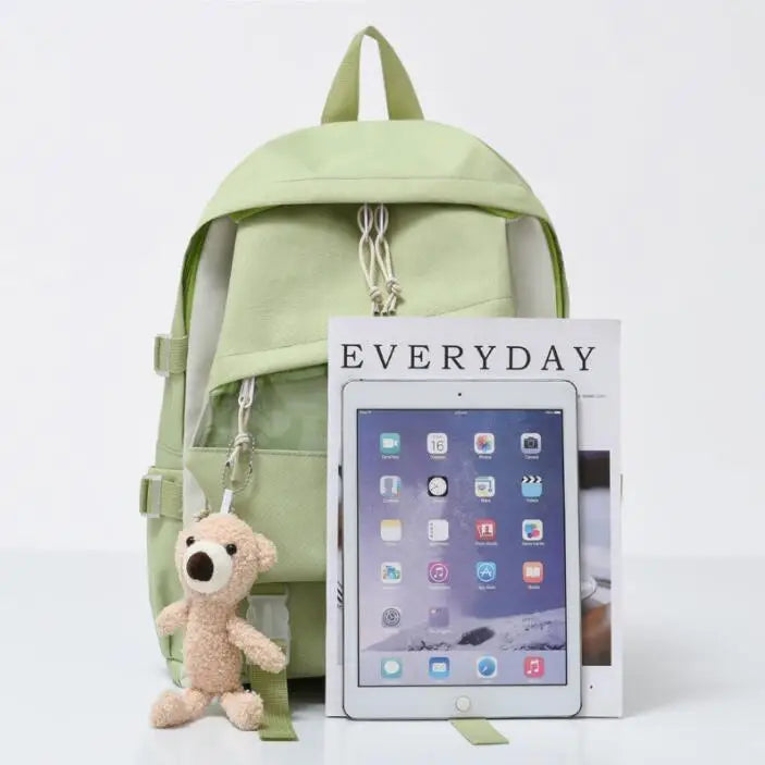 Women Printing Bookbags Middle Student Schoolbag Large Flowers Nylon Bagpack