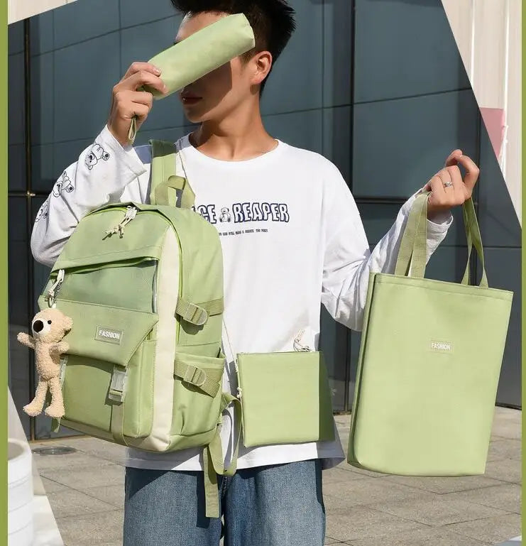 Women Printing Bookbags Middle Student Schoolbag Large Flowers Nylon Bagpack