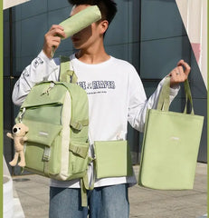 Women Printing Bookbags Middle Student Schoolbag Large Flowers Nylon Bagpack