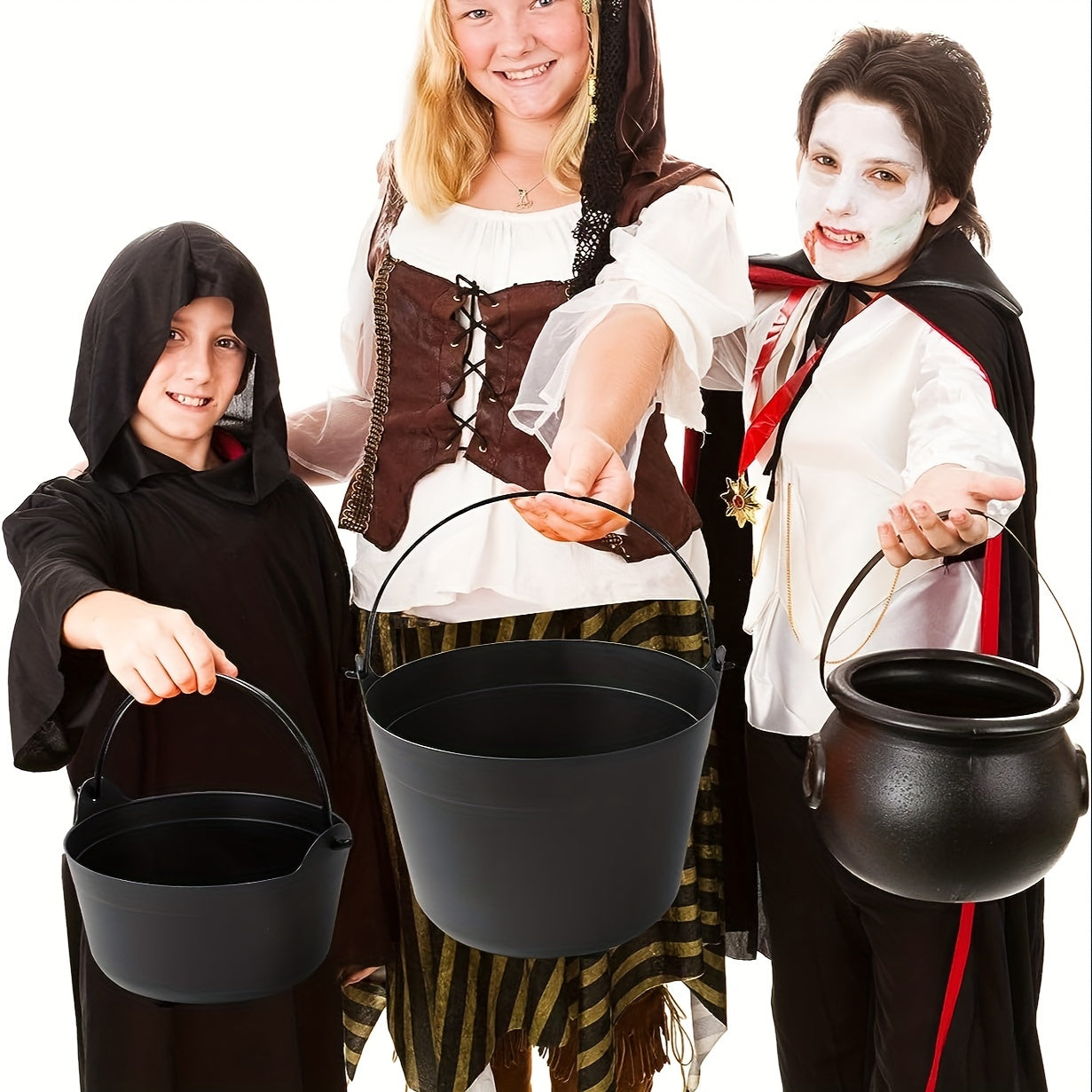 6pcs Halloween Cauldron Candy Buckets Bulk