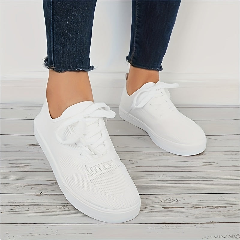 Women's Lace-up Mesh Weaving Sneakers Breathable Platform Shoes