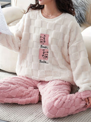 Bear Print Pajama Set Long Sleeve Top & Pants