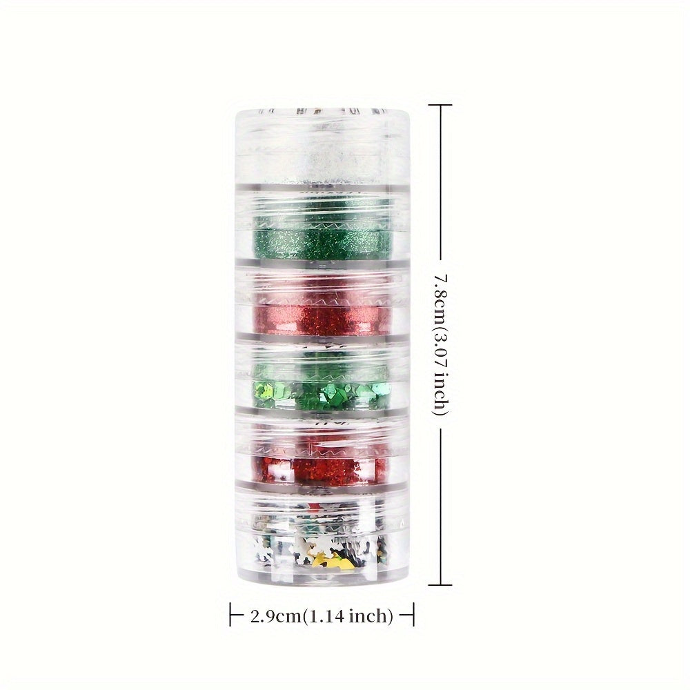 6pcs Christmas Sequins Red Green Glitter Flakes For Resin Mold Fillings
