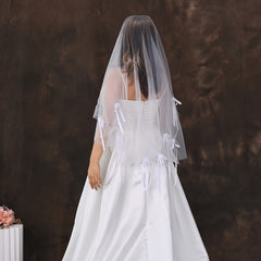 Bridal Veil with Bow Accents Sleeveless & Sophisticated