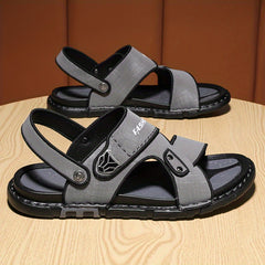 Men's Solid Open Toe Strap Sandals Rubber Sole Anti-skid Slip-On