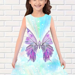 Girls Butterfly Sleeveless Dress for Summer