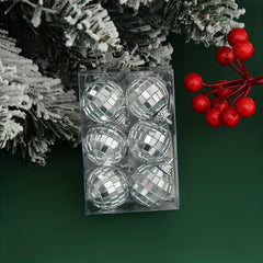 6pcs Glass Mirror Reflective Ball Christmas Tree Hanging Ornaments