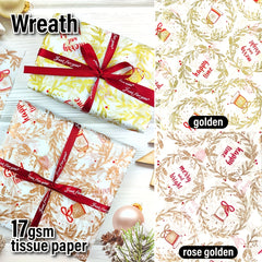 Christmas Tissue Paper Gift Bags Xmas Tree Deer Snowflake Wreath Pattern