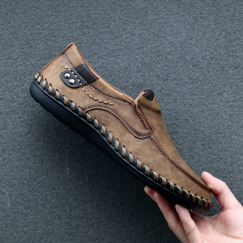 Men's Stitch Detail Loafer Shoes Comfy Moc Toe Slip On Shoes