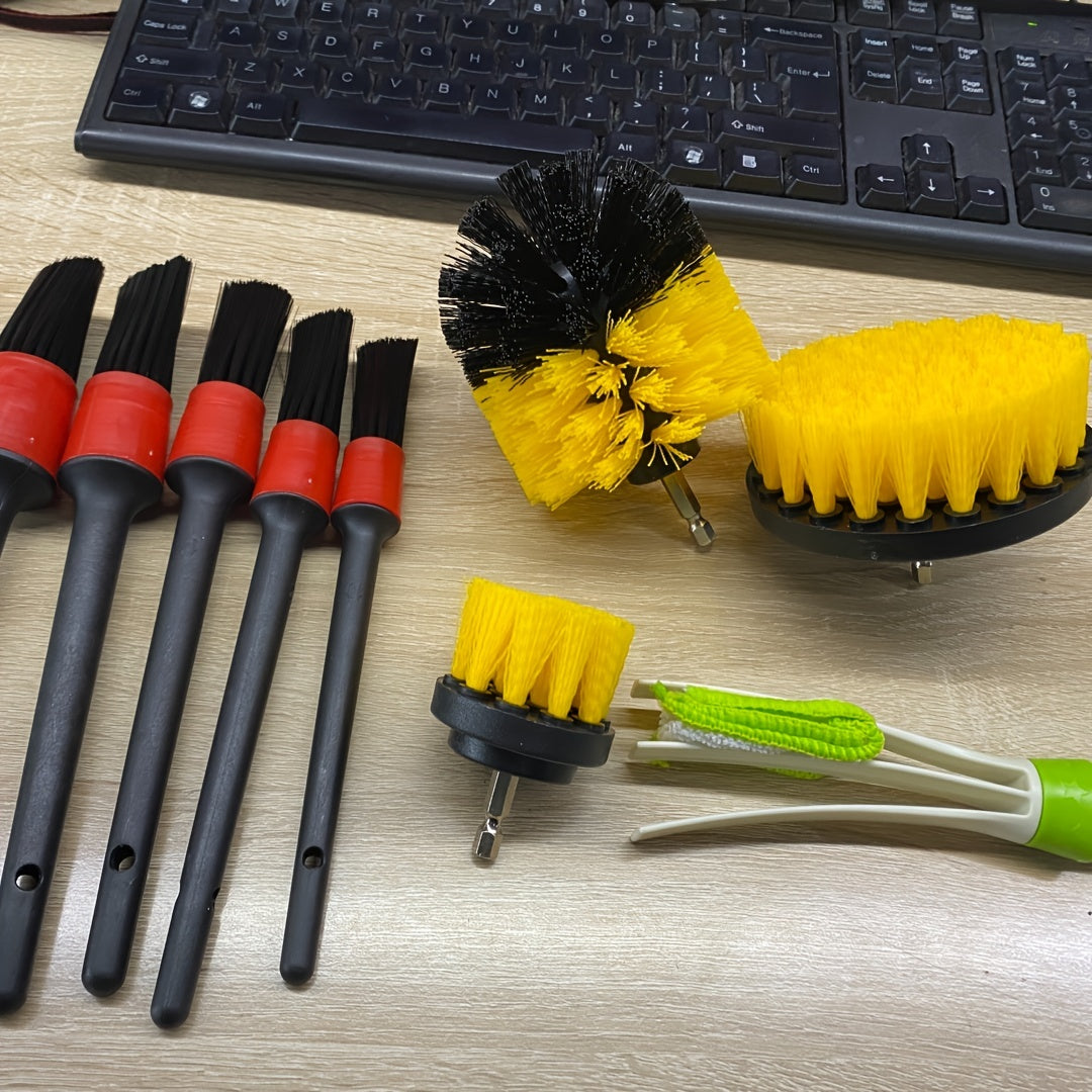 Car Air Outlet Gap Detail Brush Cleaning Brush Set 9pcs