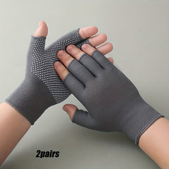 Durable Fingerless Fishing Gloves - 2 Pairs