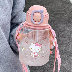 Hellokitty Summer Children's Water Cup With Straw Strap