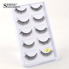 5 Pairs False Eyelashes 3D Slender Wispy Soft Reusable Lashes