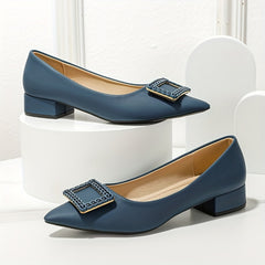 Women's Buckle Decor Soft Chunky Heel Shoes