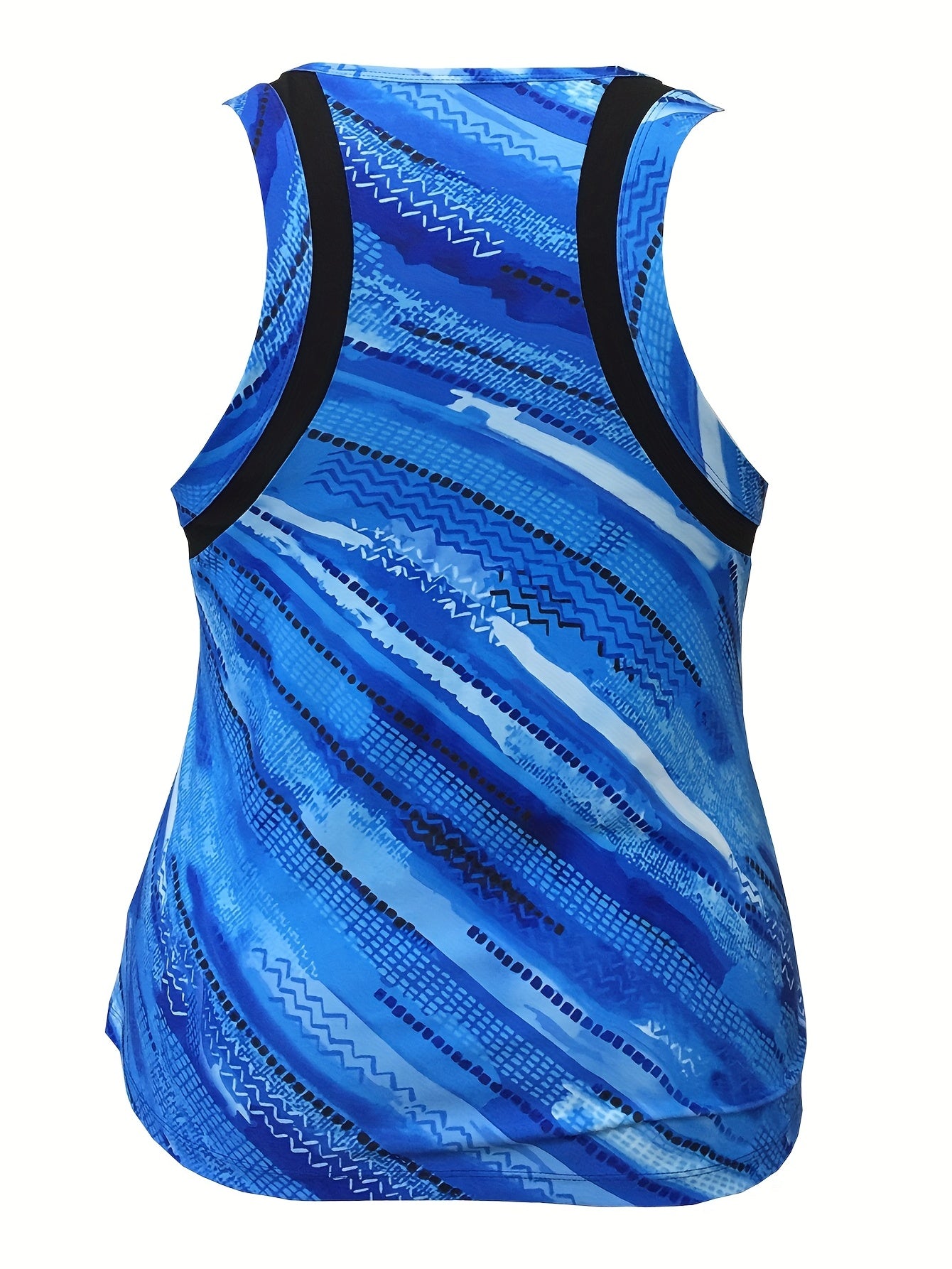 Colorblock Striped Round Neck Fitness Tank Top