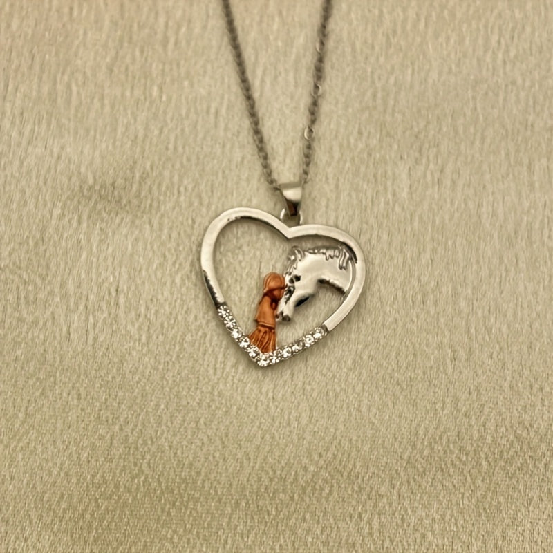 Heart Horse Pendant Necklace for Friends, Boys and Girls