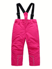 Girls Solid Suspender Trousers Ski Set Winter Sports Skiing
