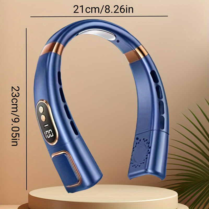 2PCS Portable Neck Fan Ice Porcelain Sheet Cooling Fast Charging 5 Wind Speeds
