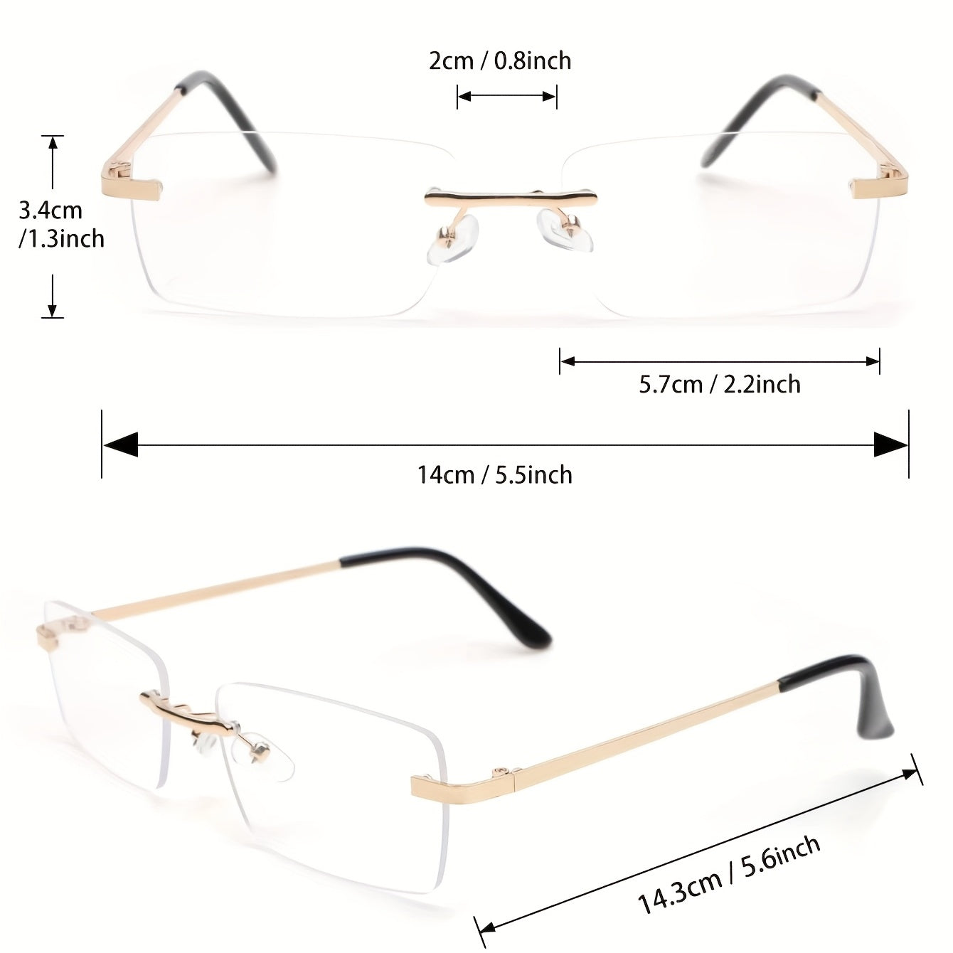 Metal Rimless Eyeglasses for Men