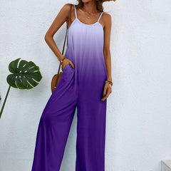 Boho Gradient Spaghetti Jumpsuit Wide Leg