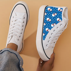 Christmas Snowman Print Canvas High Top Sneakers