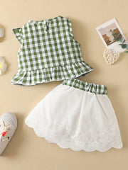 Baby Girls Ruffle Sleeveless Shirt & Bowknot Skirt St Patrick's