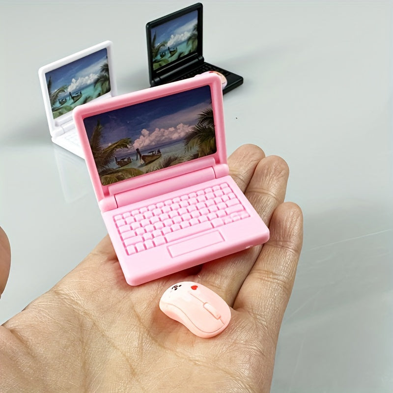 2pcs 1:12 Scale Pink Computer Mouse Models for Dollhouse Accessories