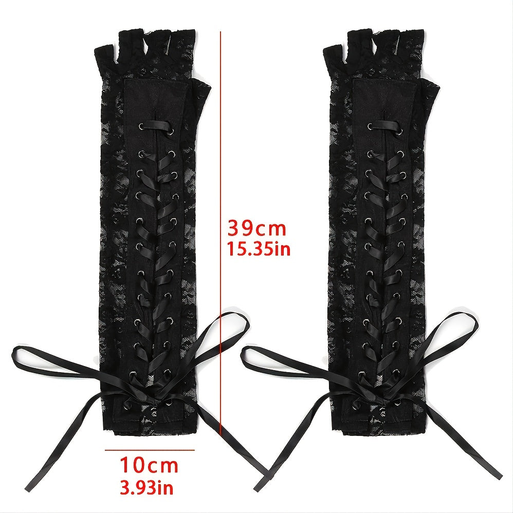 Retro Lace Corset Arm Fingerless Gloves