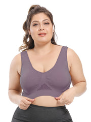 Seamless Plus Size Sports Bra w/ Pads High Stretch Solid Bra