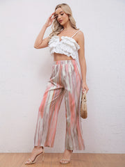 Striped High Waist Wide Leg Pants Women's Casual Spring Summer Pants