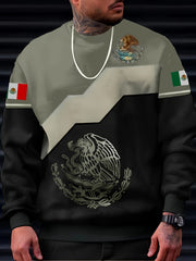 Mexico Eagle And Snake Print Men's Graphic Sweatshirt
