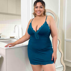 Lace Trim V-Neck Modal Cami Sleep Dress