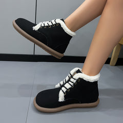 Women's Retro Winter Snow Boots Thermal Lined Comfort Outdoor Flat Ankle Boots