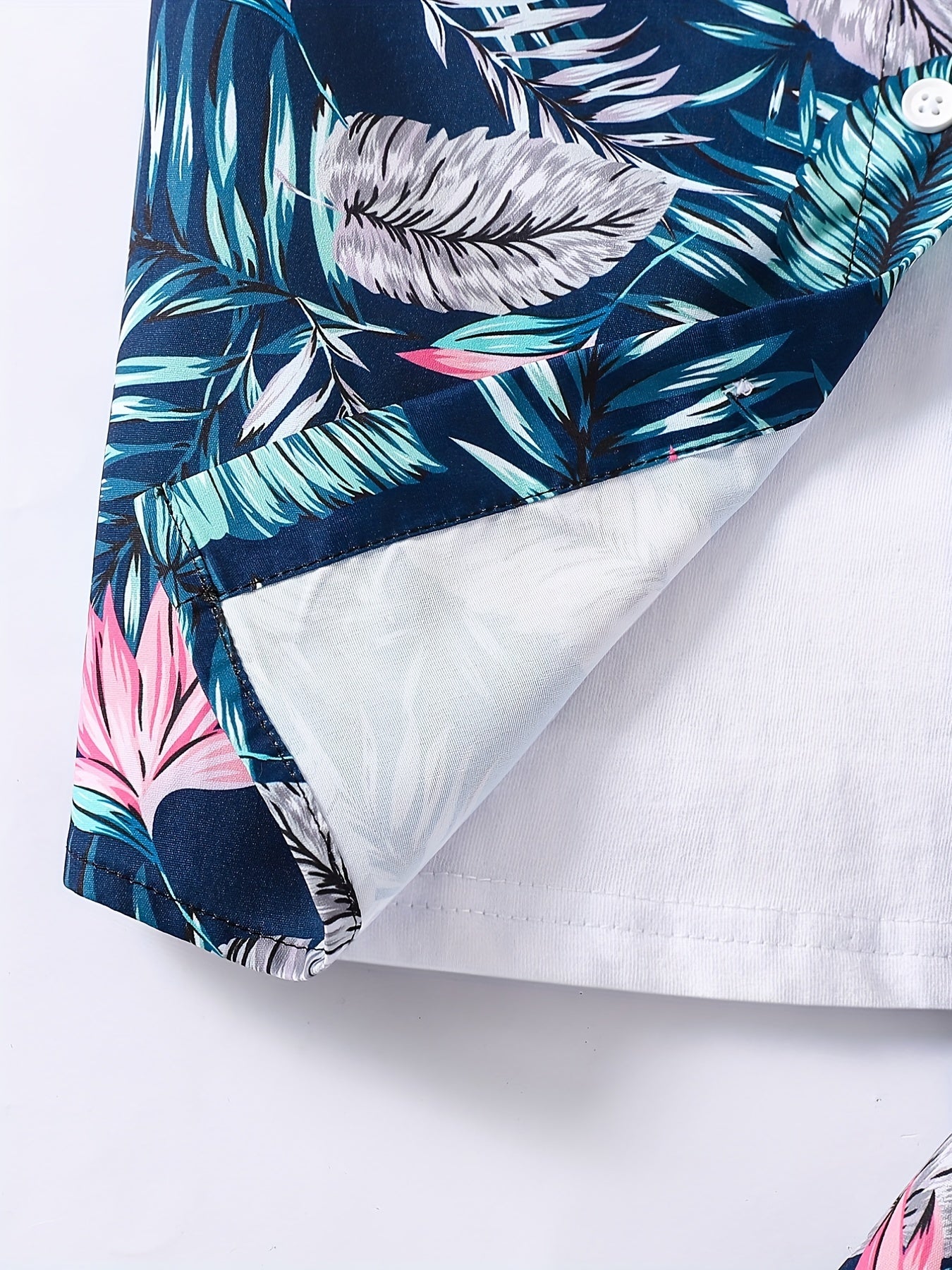 Boys Hawaiian Shirt & Shorts Set Tropical Plant Print Vacation Beach Wear