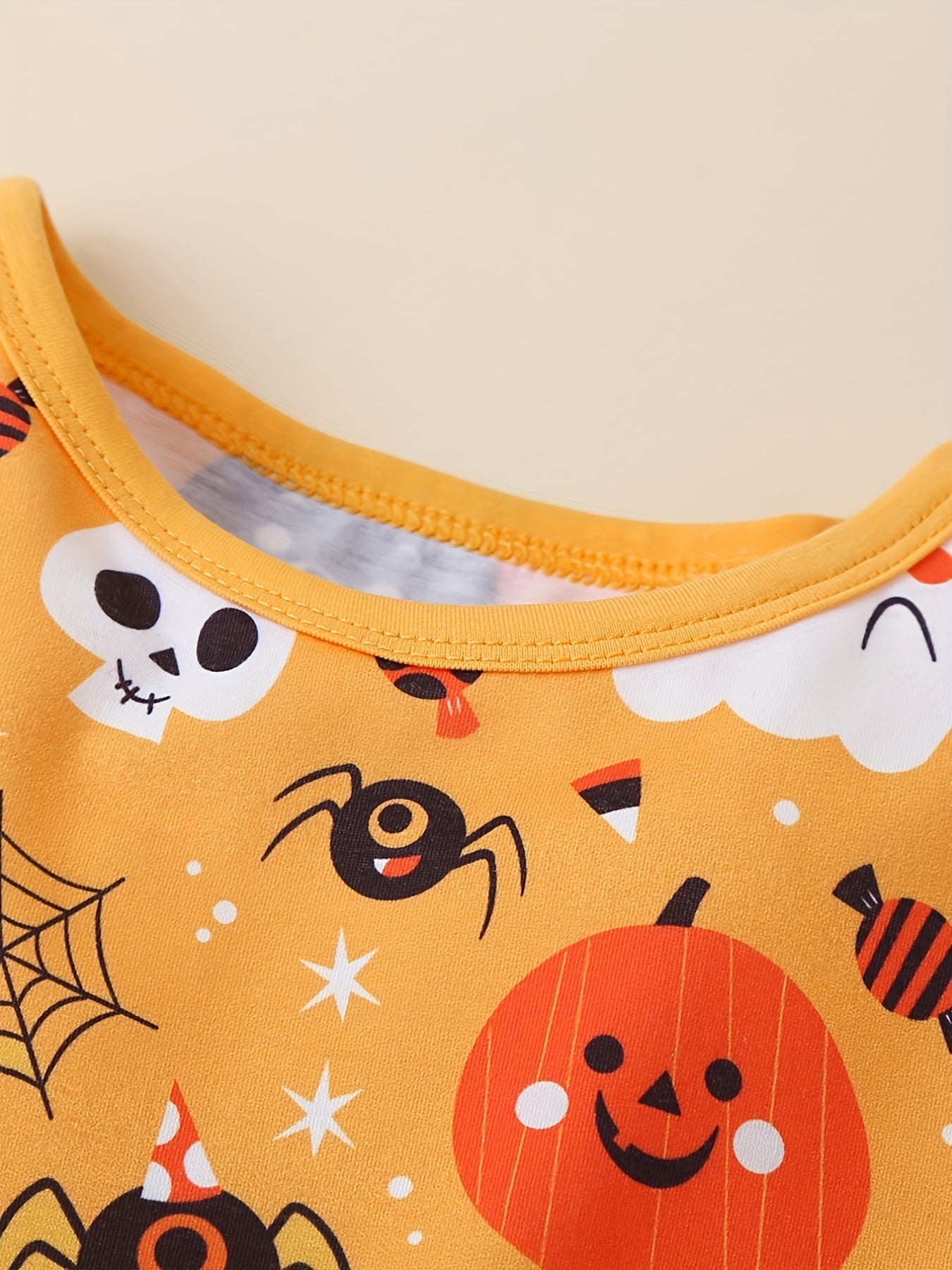 Halloween Print Mesh Party Dress Baby Girls Long Sleeve Casual Dress