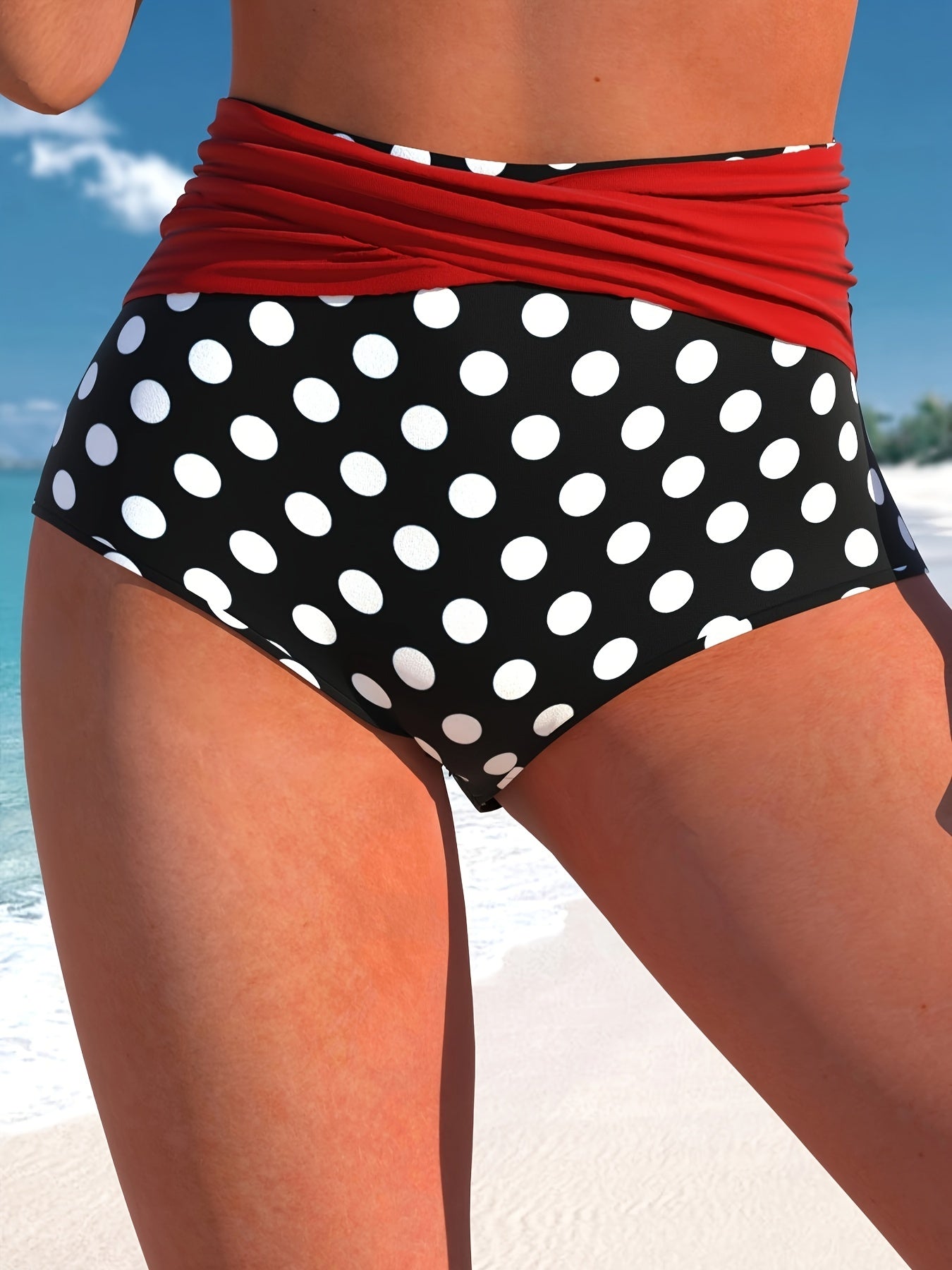 Sexy Bikini Set Cross Halter Top & Polka Dot Print